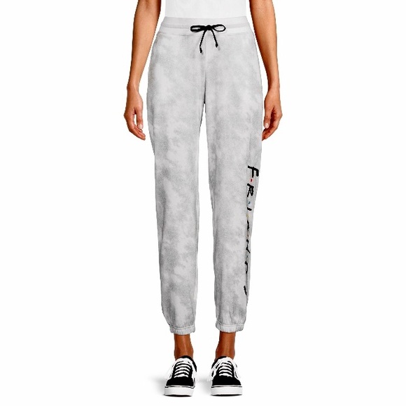 Gray Tie-Dye Drawstring Friends Sweatpants - Picture 1 of 4